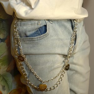 Cadena gótica pastel con dije de corazón en capas, estilo emo gótico, para billetera, cinturón, pantalones, estilo punk grunge de los 90, cadena para jeans, llavero, estilo motero hip hop.