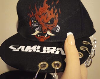 Gorra de béisbol samurái de Cyberpunk 2077: cosplay de Edgerunner, estilo motero gótico