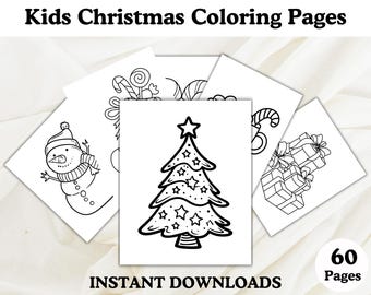 Dibujos para colorear de Navidad para niños, Libro para colorear de Navidad, Hojas para colorear de Navidad, Dibujos para colorear de invierno, Dibujos para colorear de Navidad para niños