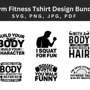 Gym Fitness T-Shirt Design Bundle | 6 Designs | Workout Motivational Designs