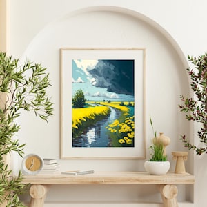 Warm River Digital Art | Printable River Landscape | Digital Nature Print | Instant Download | Nature Decor | Nature-Inspired Home Art