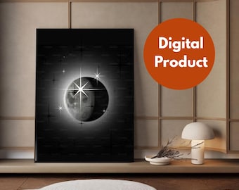Impresión artística de eclipse lunar / Póster de luna celestial (descarga digital)