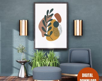 Abstract Leaf Print | Earth Tone Botanical Art (Digital Download)
