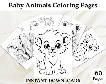 Baby-Tiere Malseiten für Kinder, Tier Malseiten Malseite, Kinder Kawaii Tier Kunstbuch Lernbuch für Kinder