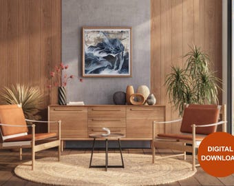 Monochrome Abstract Print | Stormy Marble Swirl Wall Art (Digital Download)