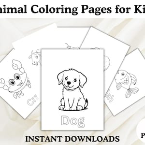 Animal Coloring Pages for Kids, Fun Printable Animal Activity Sheets, Easy Coloring Pages, Educational Animal Printables, Instant Download