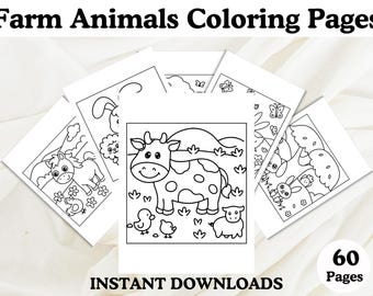 Dibujos para colorear de animales de granja para niños, mantel individual con actividades de animales de granja, fiesta de animales de granja, fiesta de corral, preescolar, imprimibles, lindos animales de granja