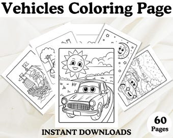 Vehicles Coloring Page For Kids, Fun At Home Activity Transportation Coloring Book,  Kids And Adult Coloring Book Toddler Preschool Activity