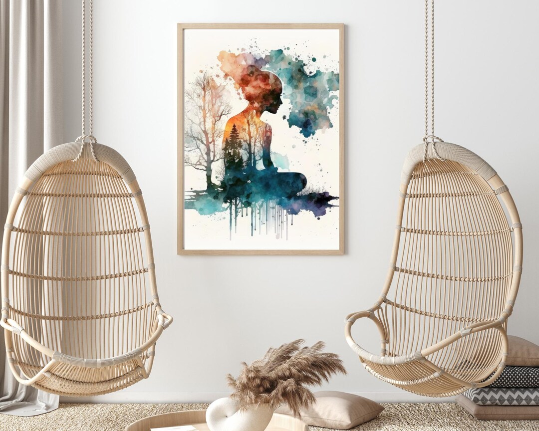 Meditation Pose Wall Art Printable PDF | Mindfulness & Zen Decor | Yoga ...