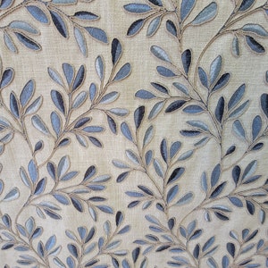 Leafage Horizon Blue Embroidered Leaf P Kaufmann Fabric