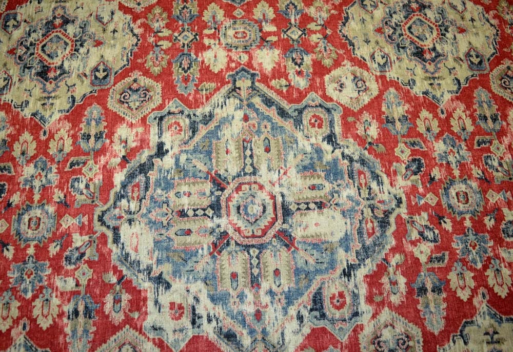 Chester Antique Red Covington Fabric Red & Tan Ikat Fabric 