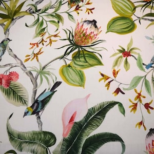 Paradise Leaf Large Tropical Floral Bird Print Hamilton Fabric