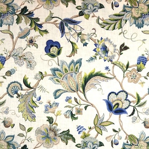 Brissac Sapphire Floral Linen Fabric