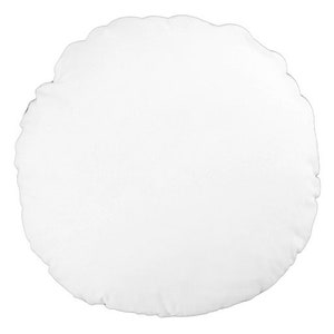 May include: A white round pillow with a soft, plush texture. The pillow is perfect for adding a touch of comfort and style to any room.