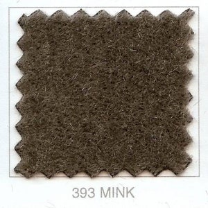 May include: A close-up of a dark brown fabric swatch with a fuzzy texture. The swatch is labeled "393 MINK".