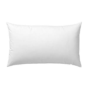 May include: A rectangular white pillow with a soft, textured surface. The pillow has a classic shape with pointed corners. The pillow is designed for comfort and support, suitable for sleeping.
