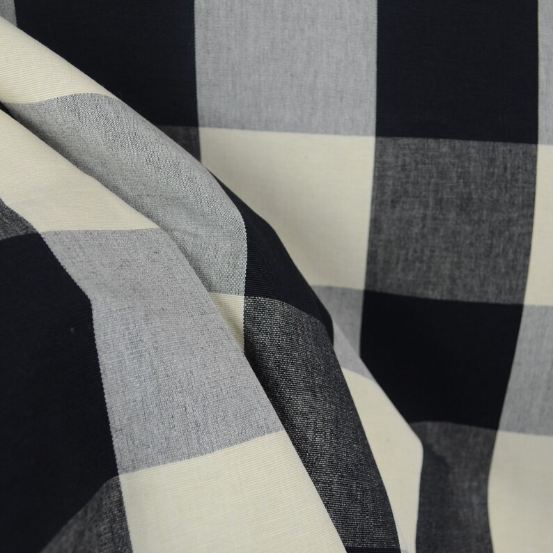 3163 9 Large 4 Inch Black Cream Buffalo Check Fabric Etsy