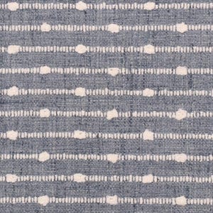 Deja Vu Horizon White Slub Stripe on Blue Woven Upholstery Fabric by P Kaufmann