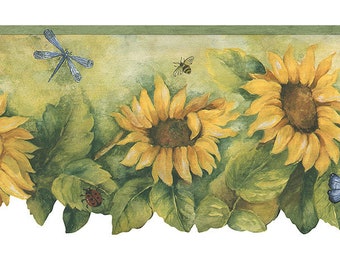 BG71361DC Country Sunflower Insects Floral Wallpaper Border