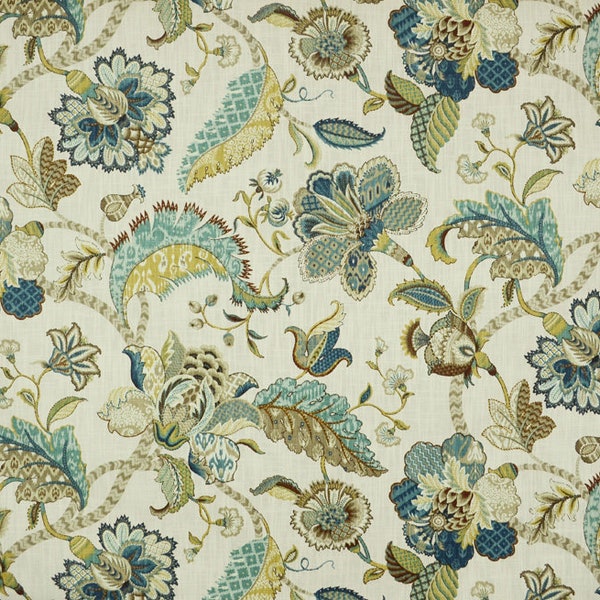 Finders Keepers French Blue Jacobean Floral Fabric