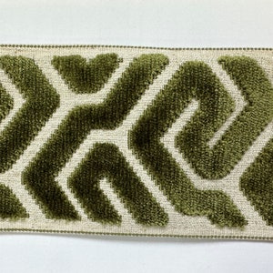 Agos Lime 3.5 inch Green Geometric Maze Cut Velvet Europatex Trim
