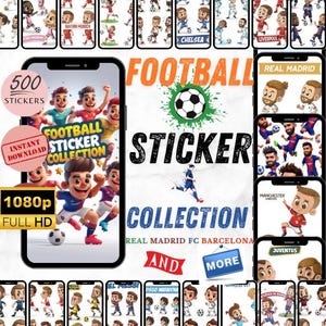 Más de 500 pegatinas de jugadores de fútbol / Pegatinas de dibujos animados de fútbol en 3D / Descarga digital / Colección de clubes de fútbol