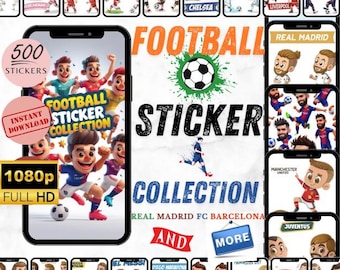 Más de 500 pegatinas de futbolistas de dibujos animados: Colección de los mejores clubes (Descarga digital)