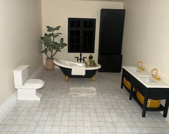 1:12 Badezimmer Set. Waschtisch, Wanne, und WC. Puppenhaus Miniaturen