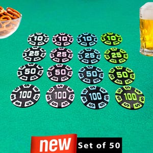 30mm Colorful Poker Tokens - Set of 50 Durable 3D Printed Game Accessories