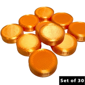Board Game Tokens - Gemflare Amber Markers, Custom Gaming Pieces, PLA Eco-Friendly Counters (Set of 30)