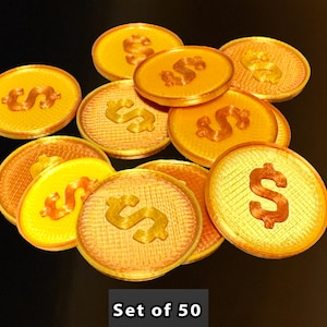 Gold & Copper Game Tokens - 50pc Board Game Money Counters, Poker Chips, Tabletop Markers – PLA Eco-Friendly Coins