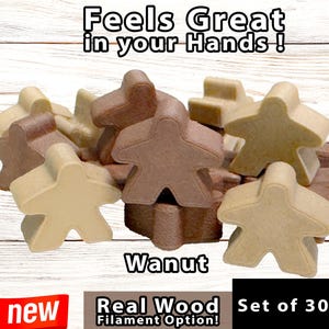 Wooden Board Game Meeples - Set of 30 Custom Wood Tokens for Tabletop Games, Game Design, Crafts, and Replacements