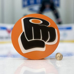 Fist Bump Hockey Puck - 6 inches - Great Gift Idea for Sports Fans!