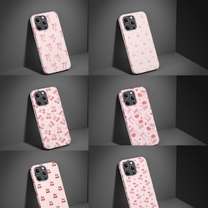 Cherry und Bow Phone Case Designs | Digitaler Download| Designvorlagen für Handyhüllen süße rosa Handyhüllen| Sublimations-Handyhüllenpaket mit 6 Stück