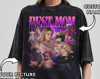 Custom Mothers Day Bootleg Rap Tee, Custom Bootleg Rap Mama Shirt, Best Mom Vintage Graphic 90s Shirt, Mom Shirt With Kid Face Photos