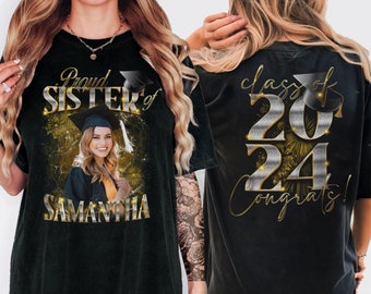 Custom Senior Graduation Shirt with Face, Class of 2024 Family Graduation Shirt, Proud Senior Tee, Graduation Gifts for Her for Him