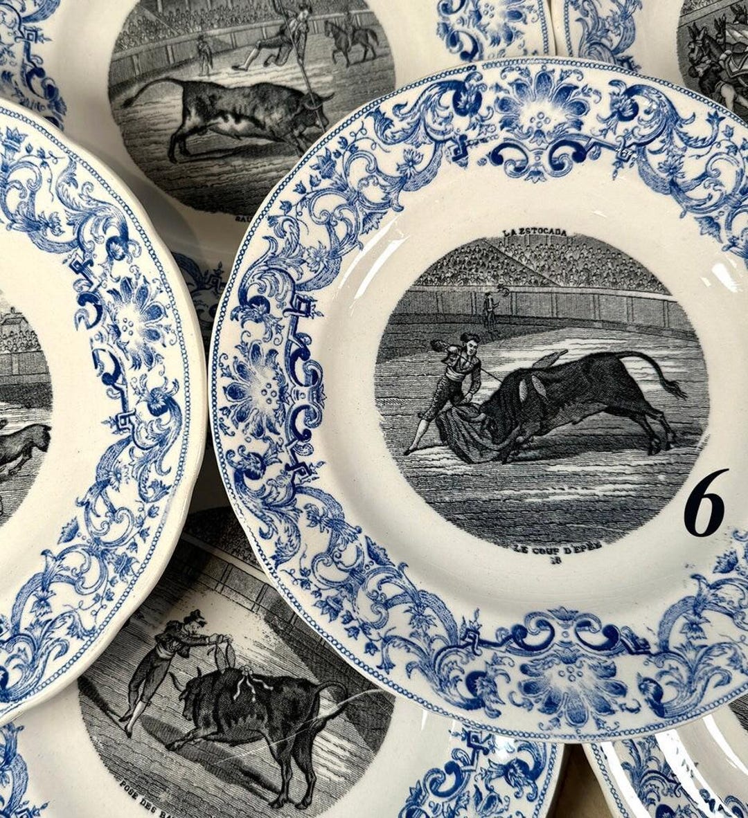 rare-set-of-6-antique-french-gien-assiettes-parlante-plates