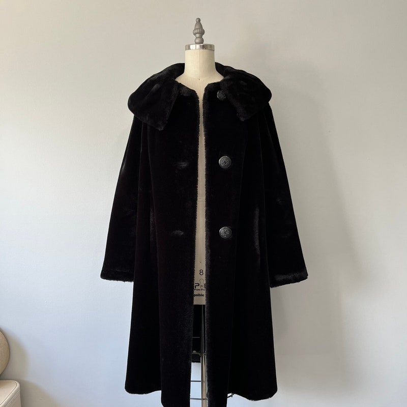 Black Hooded Festival Faux Fur Shearling Coat