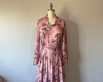 Pink Floral Dress / Vintage 80s Dress / Garden Day Dress / Cottagecore / Garden Party Wear / Fashion Styling Dress