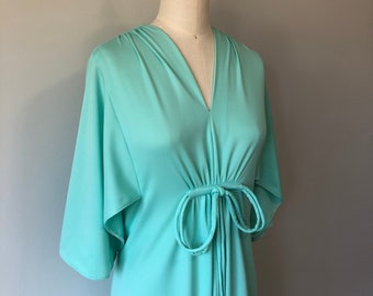 Light Teal Green Dress / Vintage 60s Dress / Flowing Comfortable Style Evening Dress / 60s Fashion Dress / Vintage Wedding