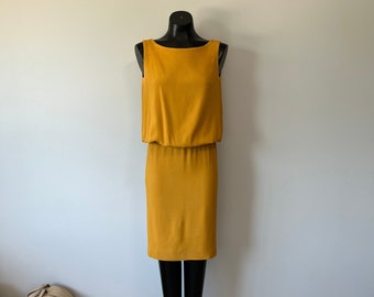 Vintage Handmade Outfit / Mustard Colour Two Piece / Reversible Top and Skirt / Soft Pink Inside / High Fashion Vintage / Vacation Wear