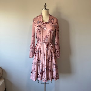 Pink Floral Dress / Vintage 80s Dress / Garden Day Dress / Cottagecore / Garden Party Wear / Fashion Styling Dress
