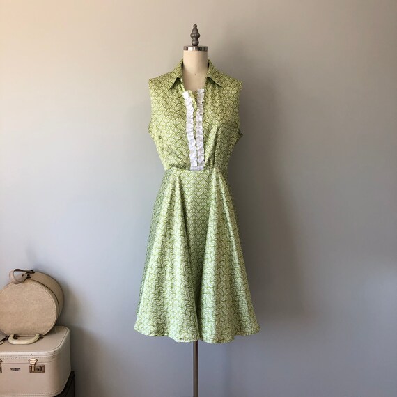 Green Handmade Day Dress / Handmade Vintage 60s D… - image 4