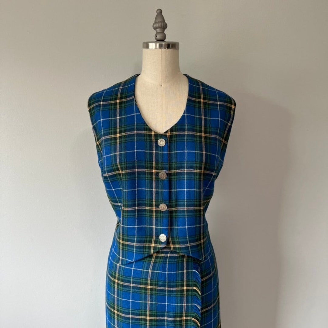 Tartan Blue Plaid Hoodie Dress main image 1