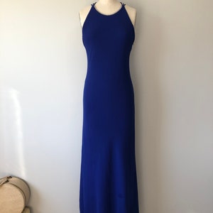 Vibrant Blue Evening Gown / Long Vintage 80s Dress / Diamond Detailing / Elegant Blue Vintage Gown / Vintage Wedding / Vintage Evening Gown image 8