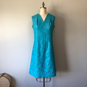 Light Blue 60s Dress / Lace Dress / Metallic Underlay / Vintage Evening Party Dress / Go Go Dress / Vintage Wedding / Mod 60s / Mid Century