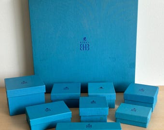 Vintage Birks Blue Paper Jewelry Boxes, 70s/80s