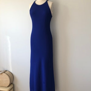 Vibrant Blue Evening Gown / Long Vintage 80s Dress / Diamond Detailing / Elegant Blue Vintage Gown / Vintage Wedding / Vintage Evening Gown image 4
