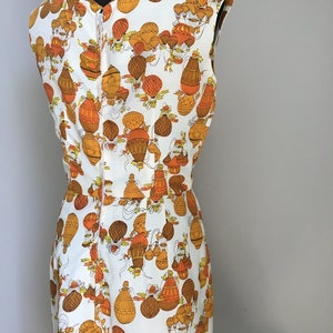 Heteluchtballon patroon / Vintage jaren '50 jurk / Rockabilly / Pin Up Style / Oranje gele kleuren / VTG Wiggle Jurken / Lente jurken / Cadeau afbeelding 8
