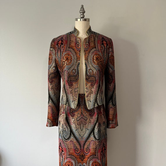 Vintage 80s Suit / Vibrant Metallic Fabric / Two … - image 4